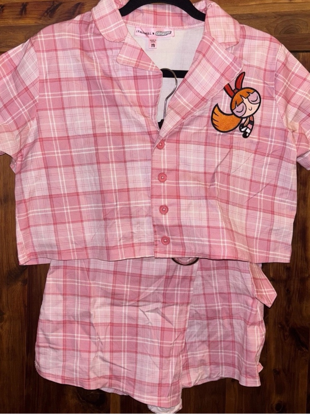 Dolls Kill Powerpuff Girls Blossom Pink Plaid Matching Set